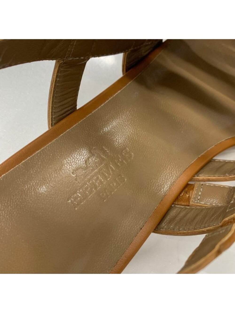 Hermes Leather Kelly Strap Sandals Brown - Picture 7 of 11